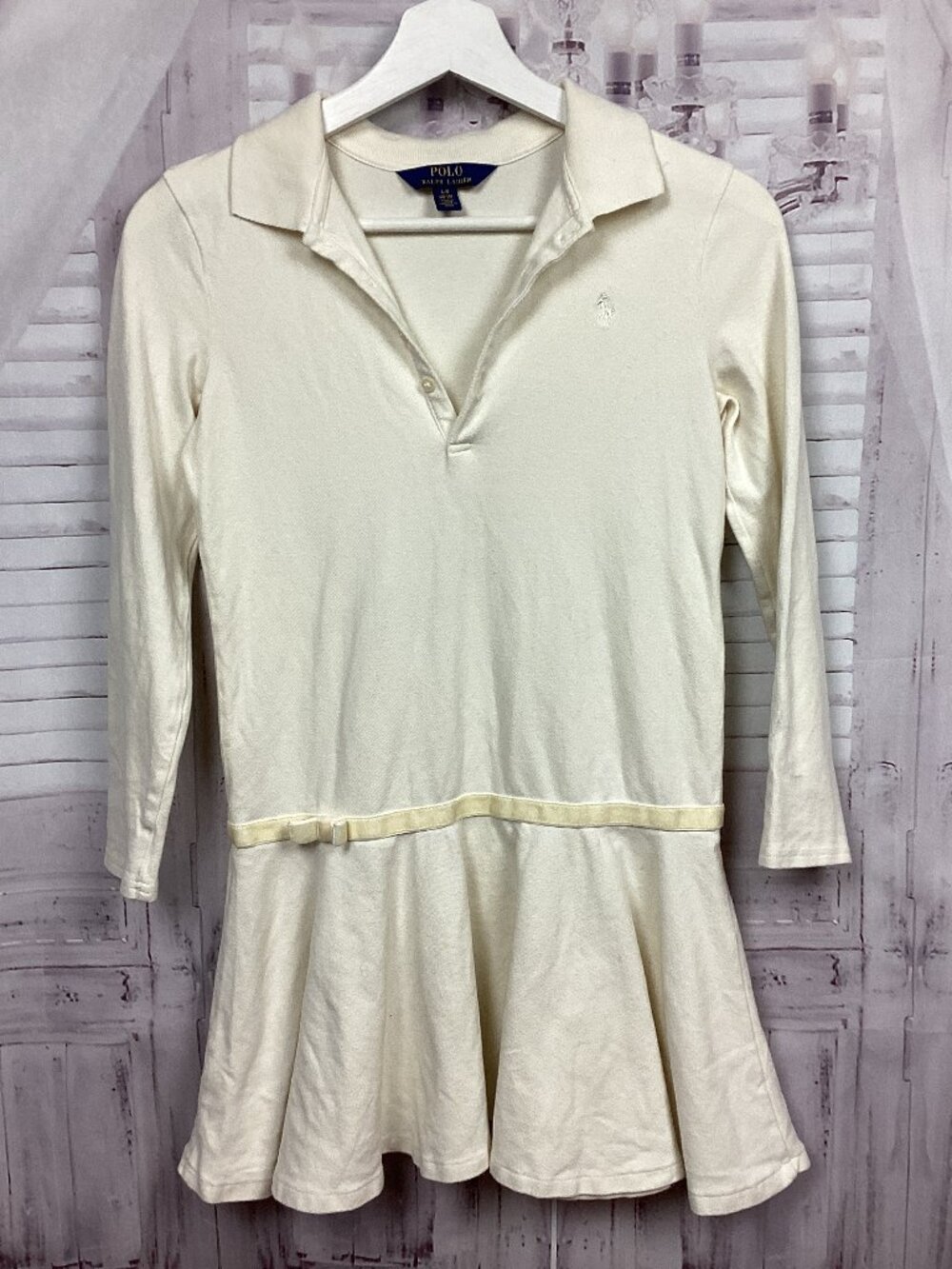 Ralph Lauren Polo Cream Tennis Dress Mini Long Sleeve L